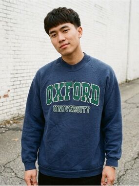 Vintage 80s Oxford University Crewneck Sweatshirt Single Stitch XL Runs Small
